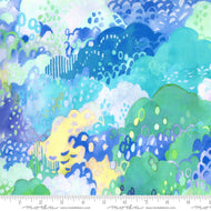 Fanciful Forest Turquoise Trees 33571 12, by Momo for Moda Fabrics, sold by the half yard.