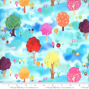 Fanciful Forest Turquoise Trees 33572 14, by Momo for Moda Fabrics, sold by the half yard