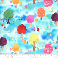 Fanciful Forest Turquoise Trees 33572 14, by Momo for Moda Fabrics, sold by the half yard