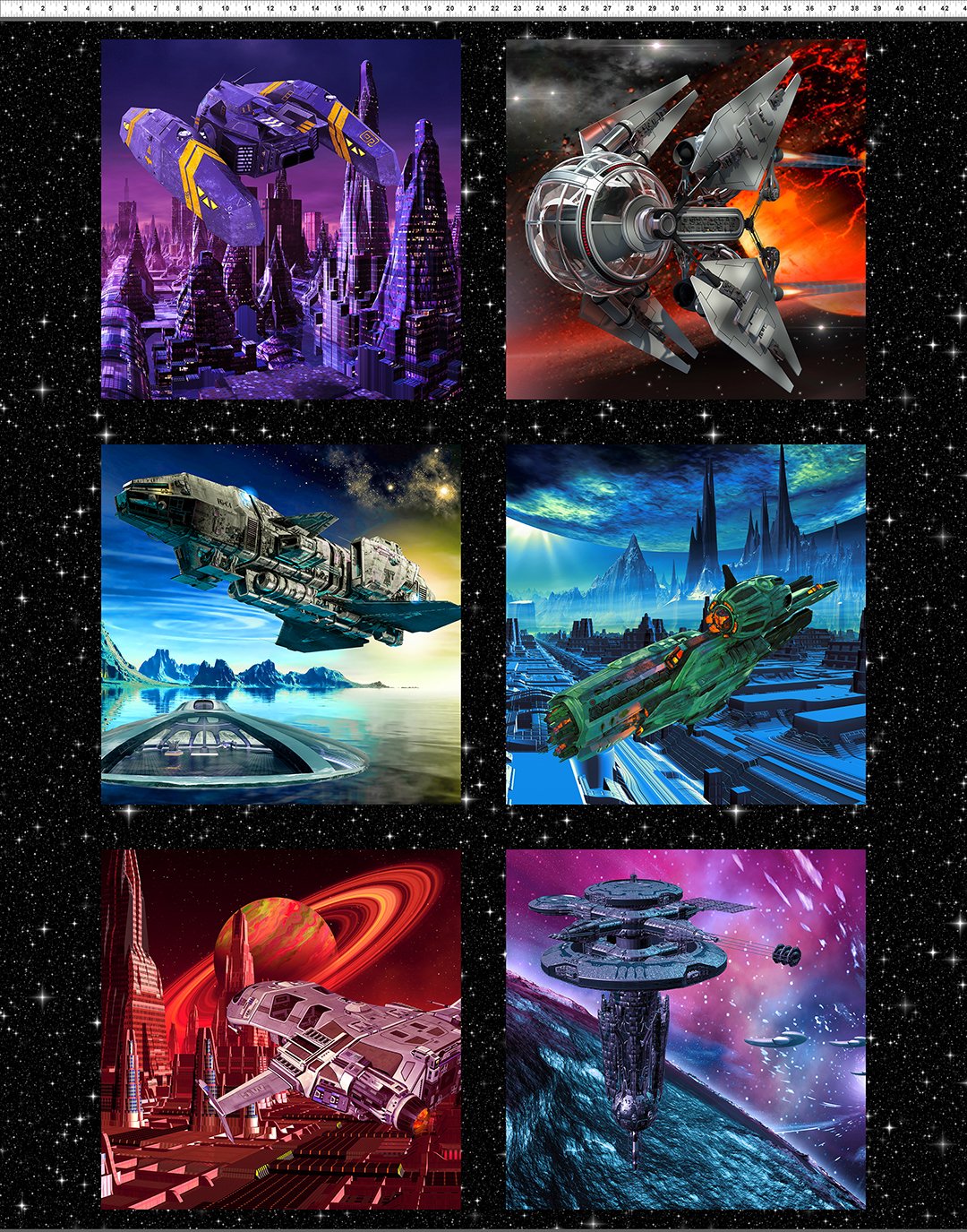 Sci-Fi Panel by ITB Studio for In the Beginning Fabrics, sold by the panel approx. 43