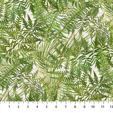 Tenderwood, Ferns, by Sherri Buck Baldwin in Green for Northcott, sold by the half yard