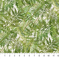 Tenderwood, Ferns, by Sherri Buck Baldwin in Green for Northcott, sold by the half yard