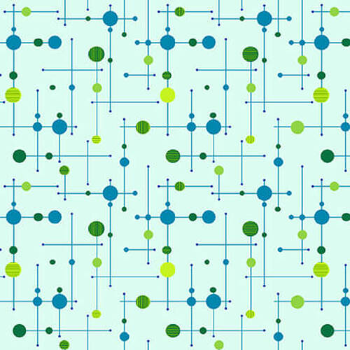 Mid Century Modern Light Aqua 2644 11, by Color Principle for Henry Glass & Co, sold by the half yard