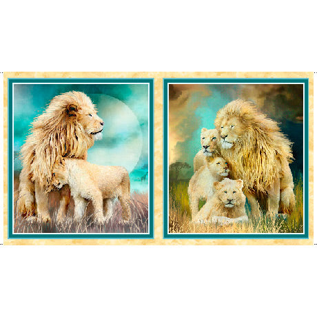 LION'S PRIDE, LION PICTURE PATCHES Panel, 28912 -QS by Carol Cavalaris for Quilting Treasures, sold by the 24