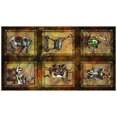 STEAMPUNK EXPRESS BLOCK PANEL, 29065 -A by Desiree’s Designs for Quilting Treasures, sold by the 24