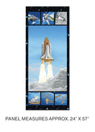 Space Race Wide Lift Off Panel in Multi  3380W99B  by Benartex Fabrics, 60