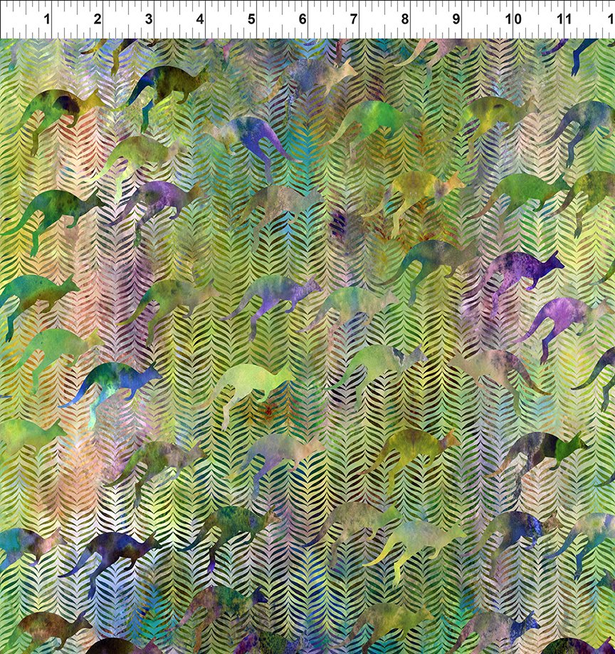 Australian Beauties Kangaroos 4AUB3, by Jason Yenter for In the Beginning Fabrics, sold by the half-yard