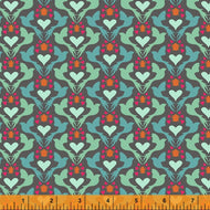 EDEN Birds & Hearts on Grey 52808-7 by Sally Kelly for Windham Fabrics, sold by the half-yard