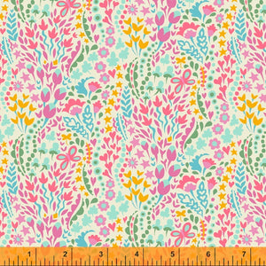 EDEN Pastel Garden on Cream 52809-1 by Sally Kelly for Windham Fabrics, sold by the half-yard
