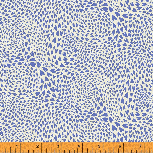 EDEN Swirl of Hearts on Blue 52813-4 by Sally Kelly for Windham Fabrics, sold by the half-yard