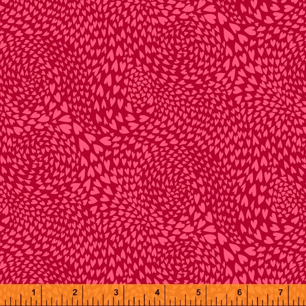 EDEN Swirl of Hearts on Red 52813-8 by Sally Kelly for Windham Fabrics, sold by the half-yard
