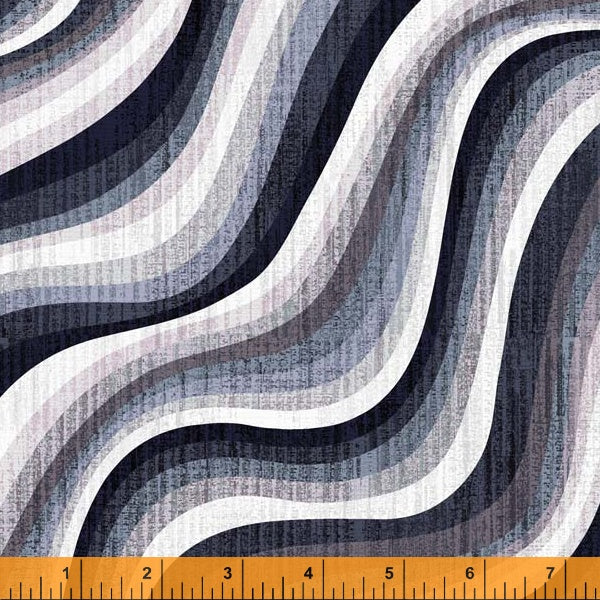Charcoal Wavy Stripes Backing Extra-Wide by 52894DW-3  by Whistler Studio for Windham Fabrics, 108