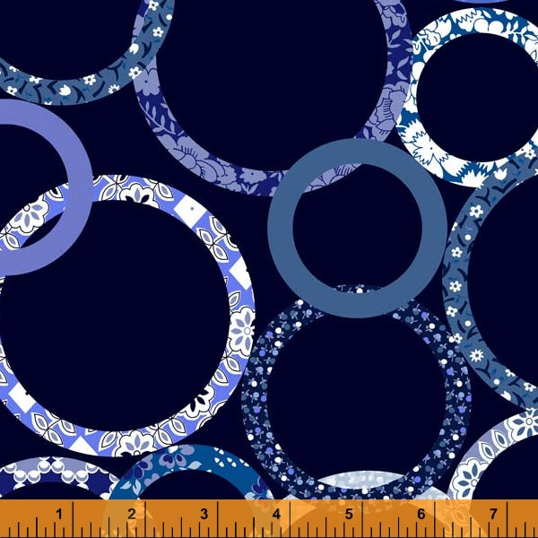 Rings in Blue Backing Extra-Wide by 52928W-2  by Whistler Studio for Windham Fabrics, 108