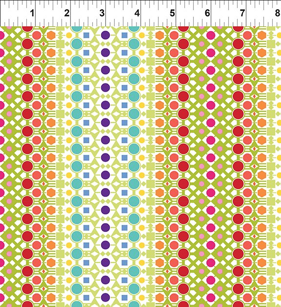 Hummingbird Lane Multi Stripe Dots 6HL1, by ITB Studio for In the Beginning Fabrics, sold by the half-yard
