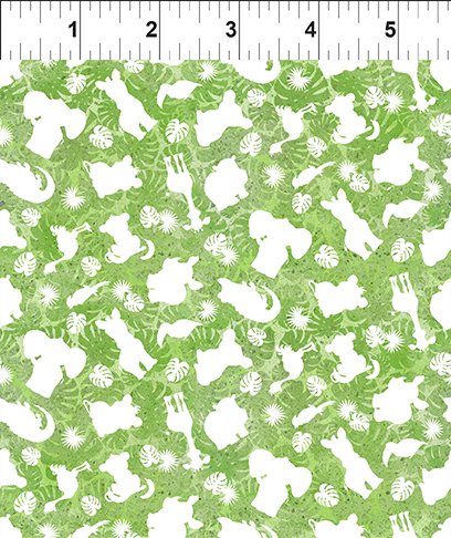 Animal Silhouettes on Green, Jungle Friends, 6JF 1 by ITB Studio, for In the Beginning Fabrics, sold by the 1/2 yard