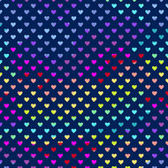 Hearts Multi on Black  A-9793-B Purple background by Andover, sold by the half-yard