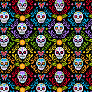 Mariposas in Night, A-9818-K The Day of the Dead, by Andover, sold by half-yard