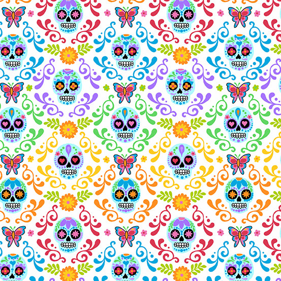 Mariposas in Day, A-9818-L The Day of the Dead, by Andover, sold by half-yard