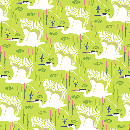 Flora and Fauna, Wetlands in Lichen, A-9996-V by Patty Sloniger for Andover, sold by half-yard