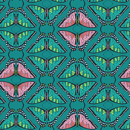 Flora and Fauna, Swallowtail in Teal, A-9997-T by Patty Sloniger for Andover, sold by half-yard