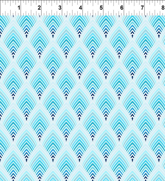 Hummingbird Lane Blue Chevrons 7HL1, by ITB Studio for In the Beginning Fabrics, sold by the half-yard