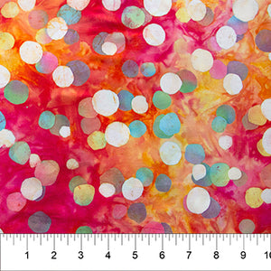 Color Me Banyan, Red Orange Dot Batik, 80543-24 by Banyan Batiks, sold by the half-yard