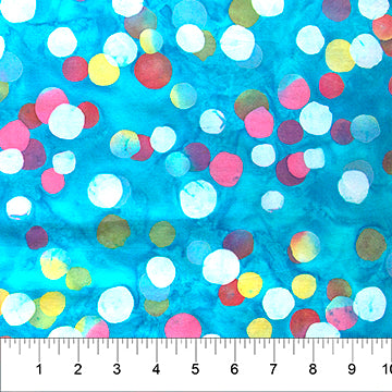 Color Me Banyan, Turquoise Dot Batik, 80543-61 by Banyan Batiks, sold by the half-yard
