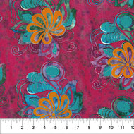 Flower Power, Fuchsia Multi Batik, 80595-25 by Banyan Batiks, sold by the half-yard