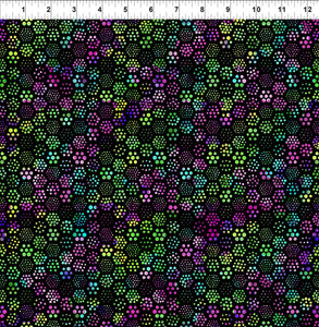 A Groovy Garden in Black Multi 8AGG 2 by Jason Yenter for  In the Beginning Fabrics, sold by the half-yard