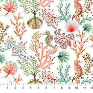 Sea Botanica in White Multi by Figo Fabrics, sold by the half-yard