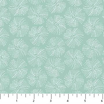 Sea Botanica, Urchin Texture in Mint and Black by Figo Fabrics, sold by the half-yard