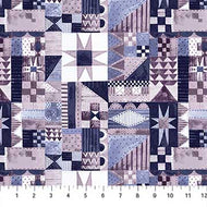 Cozy Up Patchwork in Blue Multi by Figo Fabrics, sold by the half-yard