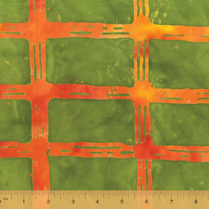 HERE : THERE, Clover, Batik by Marcia Derse 9049Q-1 for Windham Fabrics, sold by the half-yard