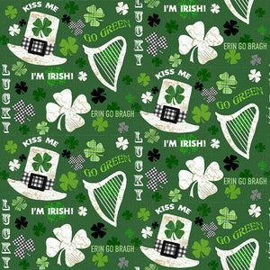 Hello Lucky 9733-66 in Green, by Andrea Tacheira for Henry Glass & Co, sold by the half yard