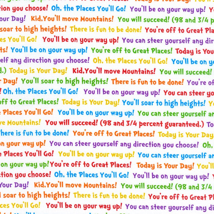 A Little Dr. Seuss Words ADE-20824-1 WHITE by Dr. Seuss Enterprises for Robert Kaufman, sold by the half-yard