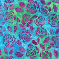 Celebration Batik Roses AMD-20650-78 in PEACOCK by Lunn Studios from Artisan Batiks by Robert Kaufman, sold by the half-yard