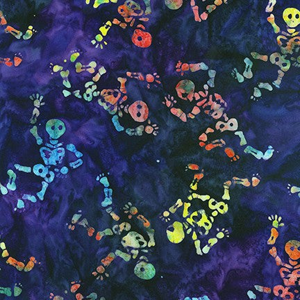 Skeletons Batik AMD-20654-203 CELEBRATION by Lunn Studios from Artisan Batiks by Robert Kaufman, sold by the half-yard