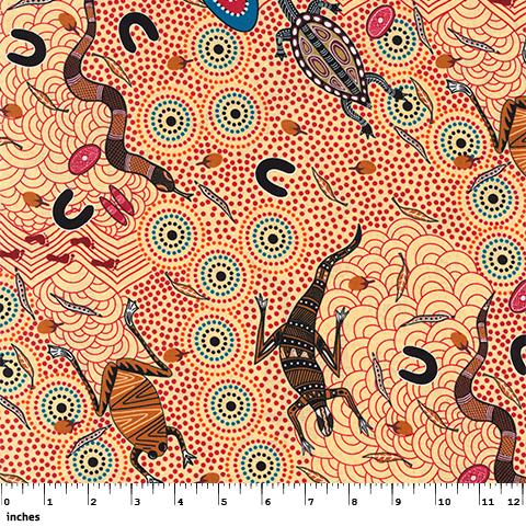 Around Waterhole Ecru by Nambooka, by M&S Textiles, sold by the half-yard
