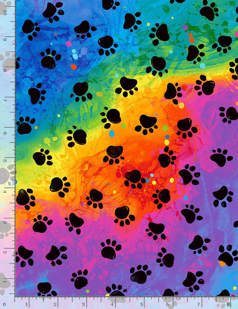 RAINBOW PAWS CAT-C7486  in RAINBOW for Timeless Treasures, sold by the half-yard