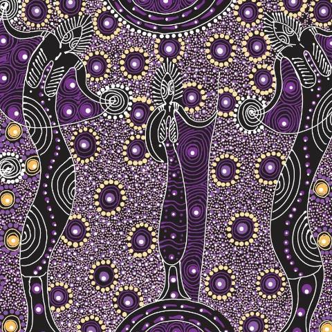 Dancing Spirit Purple by Colleen Wallace, by M&S Textiles, sold by the half-yard