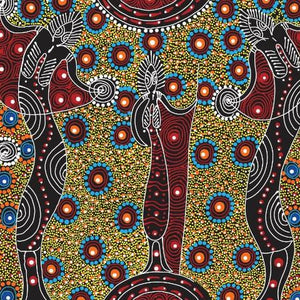 Dancing Spirit Red by Colleen Wallace, by M&S Textiles, sold by the half-yard