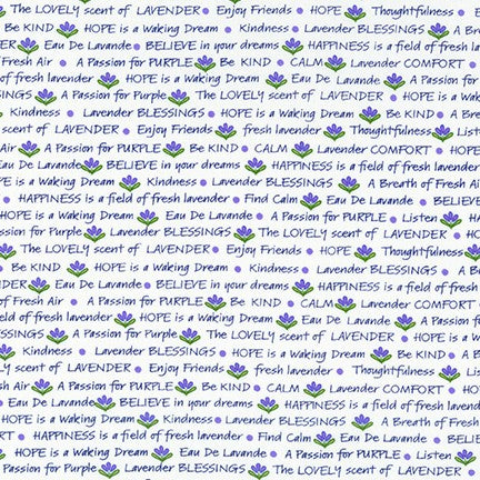 Words FLH-20362-14 NATURAL by Debbie Beaves from Flowerhouse: Lavender Blessings by Robert Kaufman, sold by the half-yard