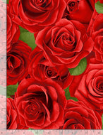 PACKED ROSES FLORA-C1191 in RED for Timeless Treasures, sold by the half-yard