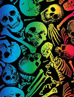NO BONES ABOUT IT, RAINBOW SKELETONS FUN-C1110  in BLACK, by Timeless Treasures, sold by the half-yard