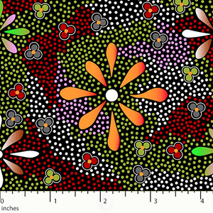Flowers in the Desert Black, FLDB by M&S Textiles, sold by the half-yard