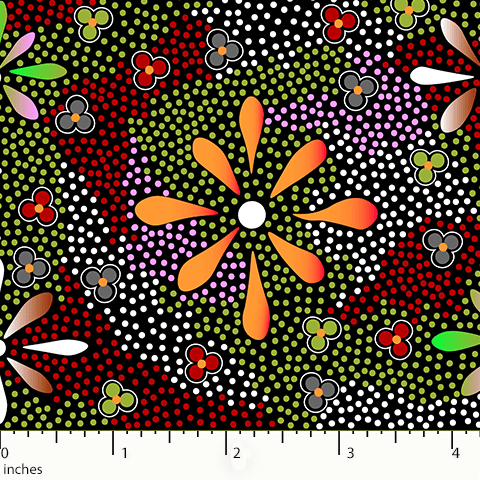 Flowers in the Desert Black, FLDB by M&S Textiles, sold by the half-yard