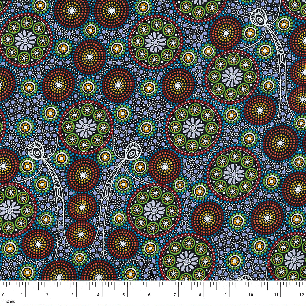 Gathering Bush Tucker Green, GABTG by M&S Textiles, sold by the half-yard