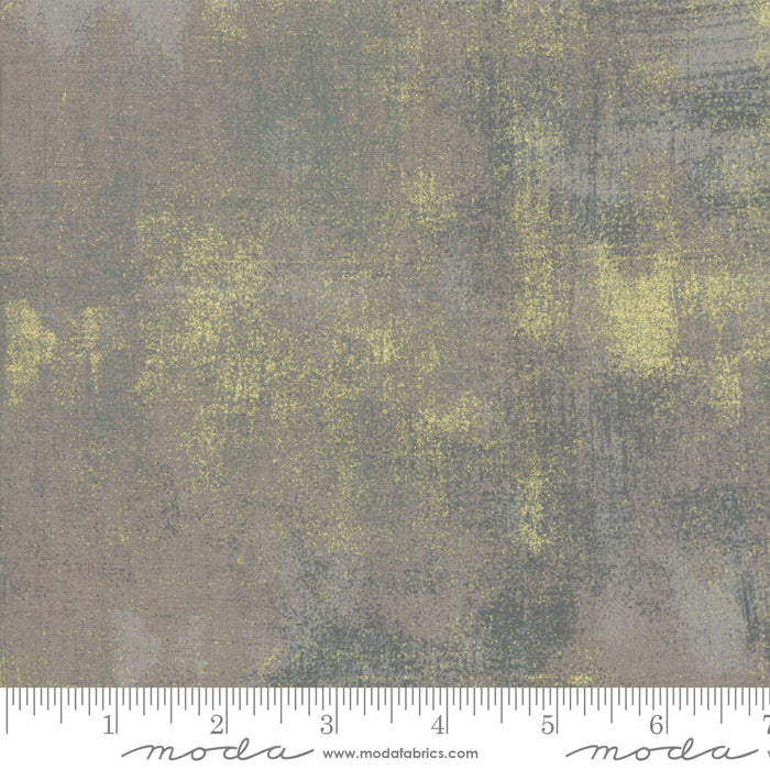 Grunge Metallic Grey Couture, 163M, by Moda Fabrics, sold by the half-yard