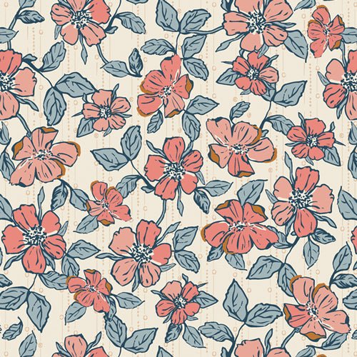 Homebody, Crafted Blooms Vanilla, HMB-34957 for Art Gallery Fabrics, sold by the half yard