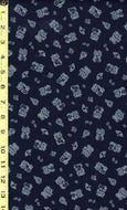Traditional Indigo AP 1310-57, Neko Cat, by Cosmo Textiles, sold by the half-yard